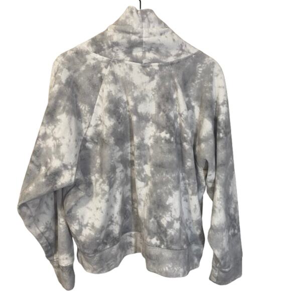 Old Navy Funnel-Neck Cropped Microfleece Sweatshirt White Grey Tie Dye Sz XXL - Picture 9 of 9